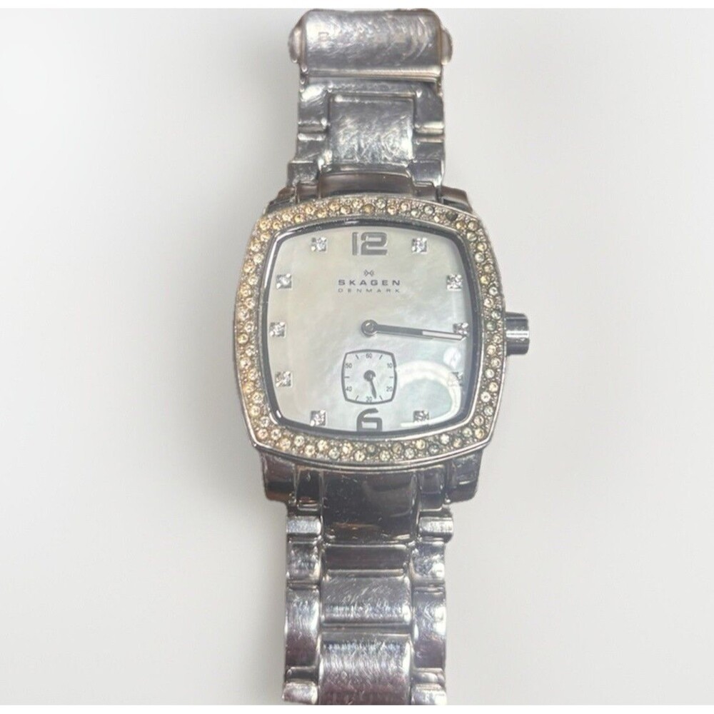 Ladies Skagen Denmark Square Watch Mather of Pearl Dial